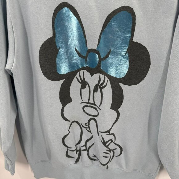 Disney Minnie Mouse Light Blue Sweatshirt Womens Size M Cotton/Poly Blend - Picture 2 of 5